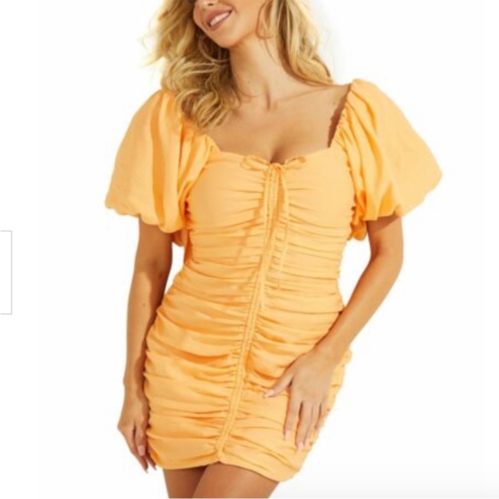 Guess ruched mini dress sweetheart neckline size 10